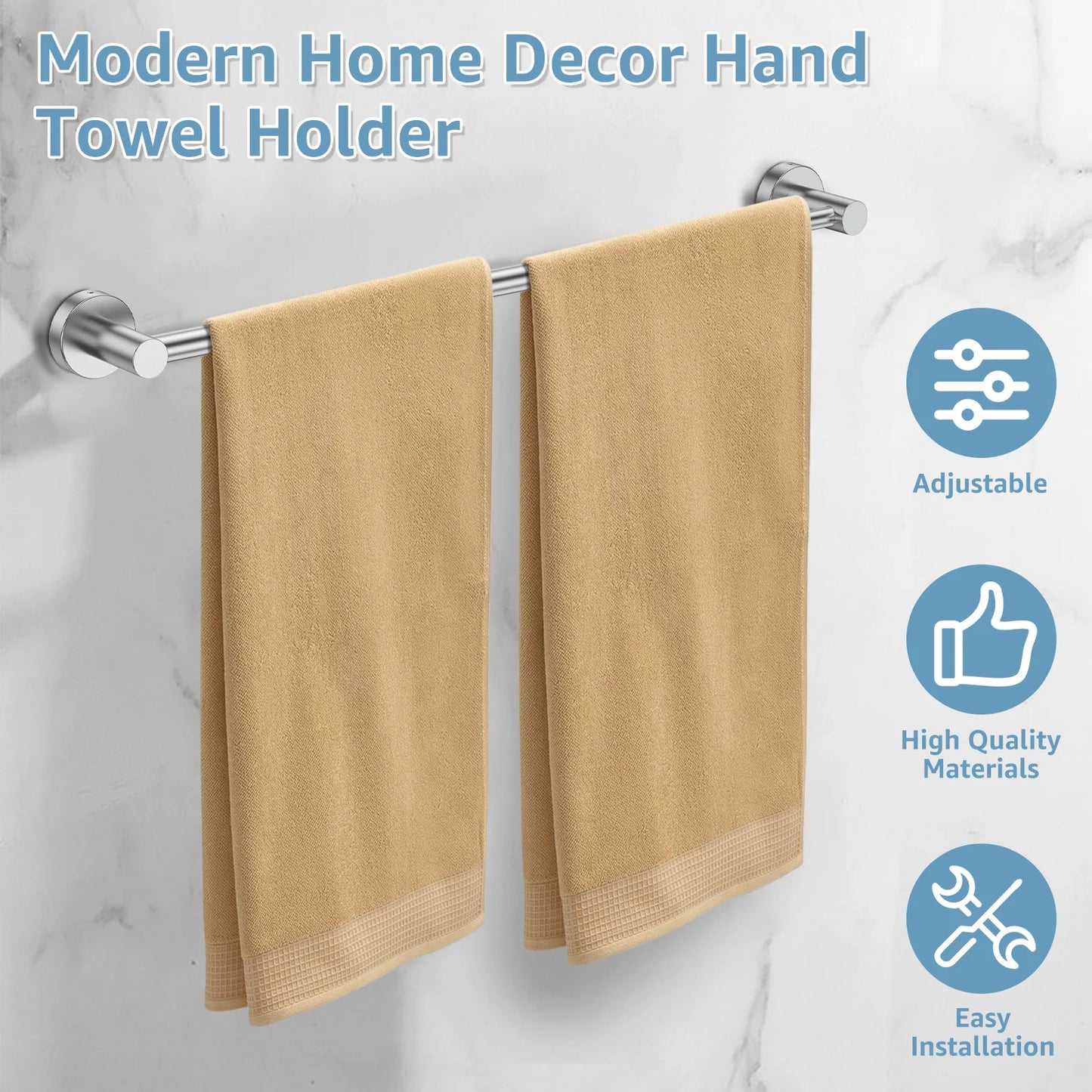 Adjustable Wall Mounted Towel Bar, Stainless Steel Retractable Towel Rack, Space Saving Bathroom Holder