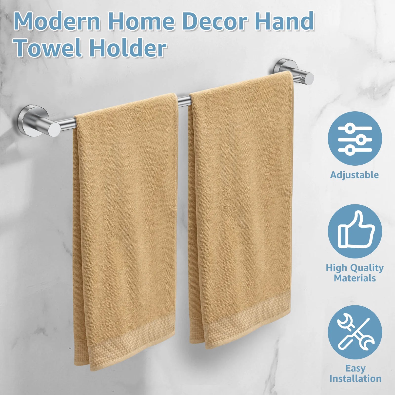 Adjustable Wall Mounted Towel Bar, Stainless Steel Retractable Towel Rack, Space Saving Bathroom Holder