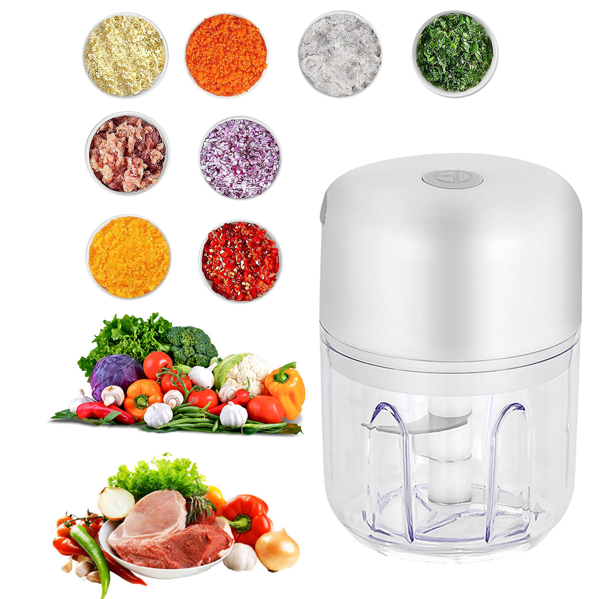 Wireless Mini Food Processor, Battery-Powered Veggie Chopper, Portable Electric Garlic Chopper With Sharp Blade for Cook