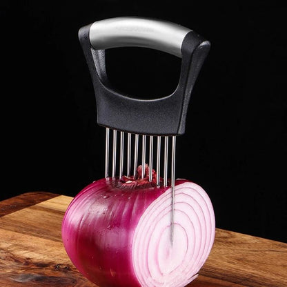 Stainless Steel Onion Slicer Holder  Vegetable Cutting Fork And Food Slicing Guide For Safe Even Ki 1