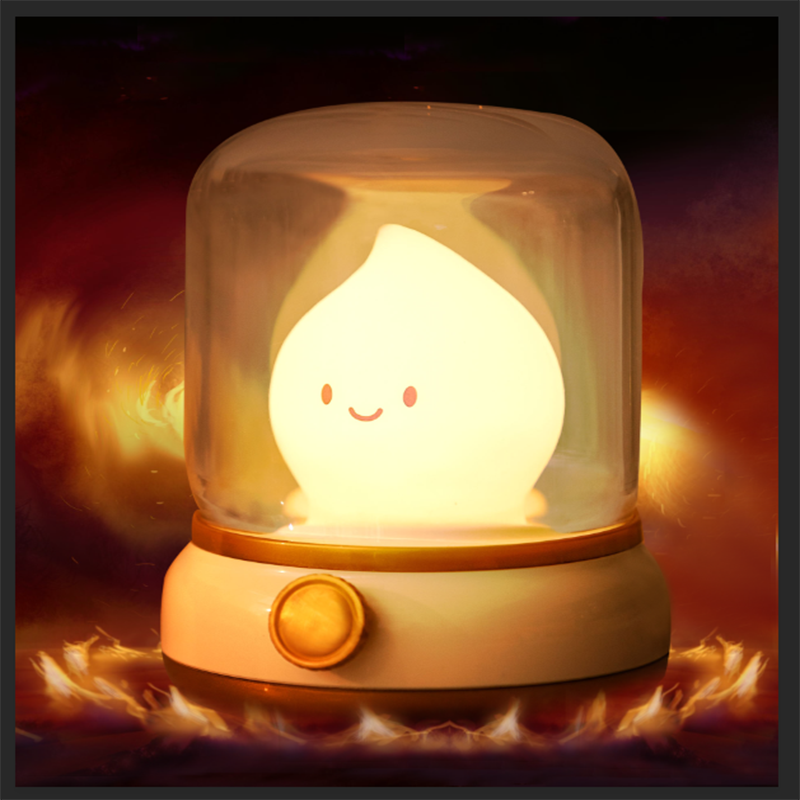 USB Rechargeable Portable Cartoon Table Lamp, Mini Desktop LED Cute Night Lamp, Creative Candlelight Lamp for Coffee Bar