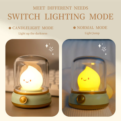 USB Rechargeable Portable Cartoon Table Lamp, Mini Desktop LED Cute Night Lamp, Creative Candlelight Lamp for Coffee Bar