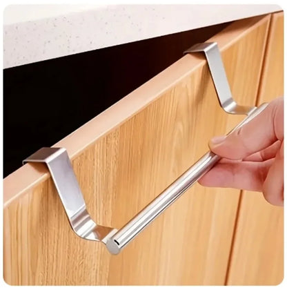 Over the Door Towel Rack, Stainless Steel Towel Bar, No Drill Storage Organizer for Bathroom and Kitchen Cabinet Door