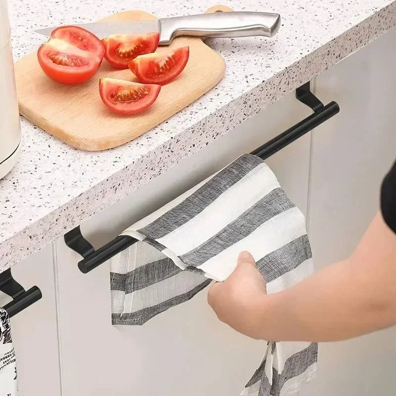 Over the Door Towel Rack, Stainless Steel Towel Bar, No Drill Storage Organizer for Bathroom and Kitchen Cabinet Door