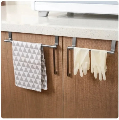 Over the Door Towel Rack, Stainless Steel Towel Bar, No Drill Storage Organizer for Bathroom and Kitchen Cabinet Door