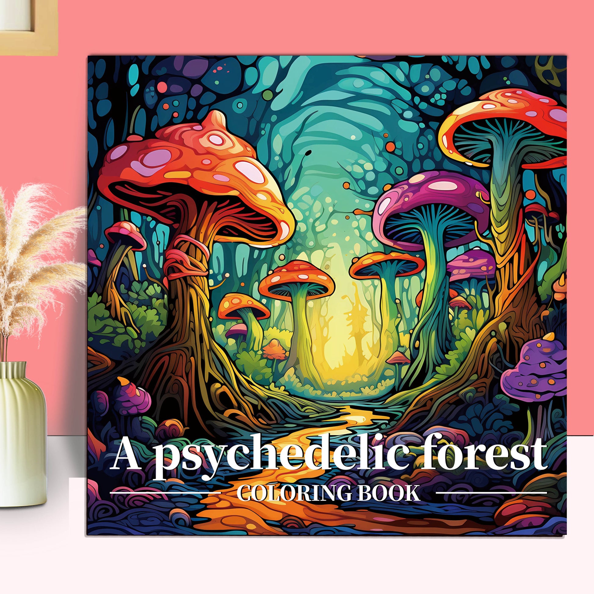 Psychedelic Forest Coloring Book for Adults, Teens, Cute Drawing Book, Perfect Gift for Party and Birthday