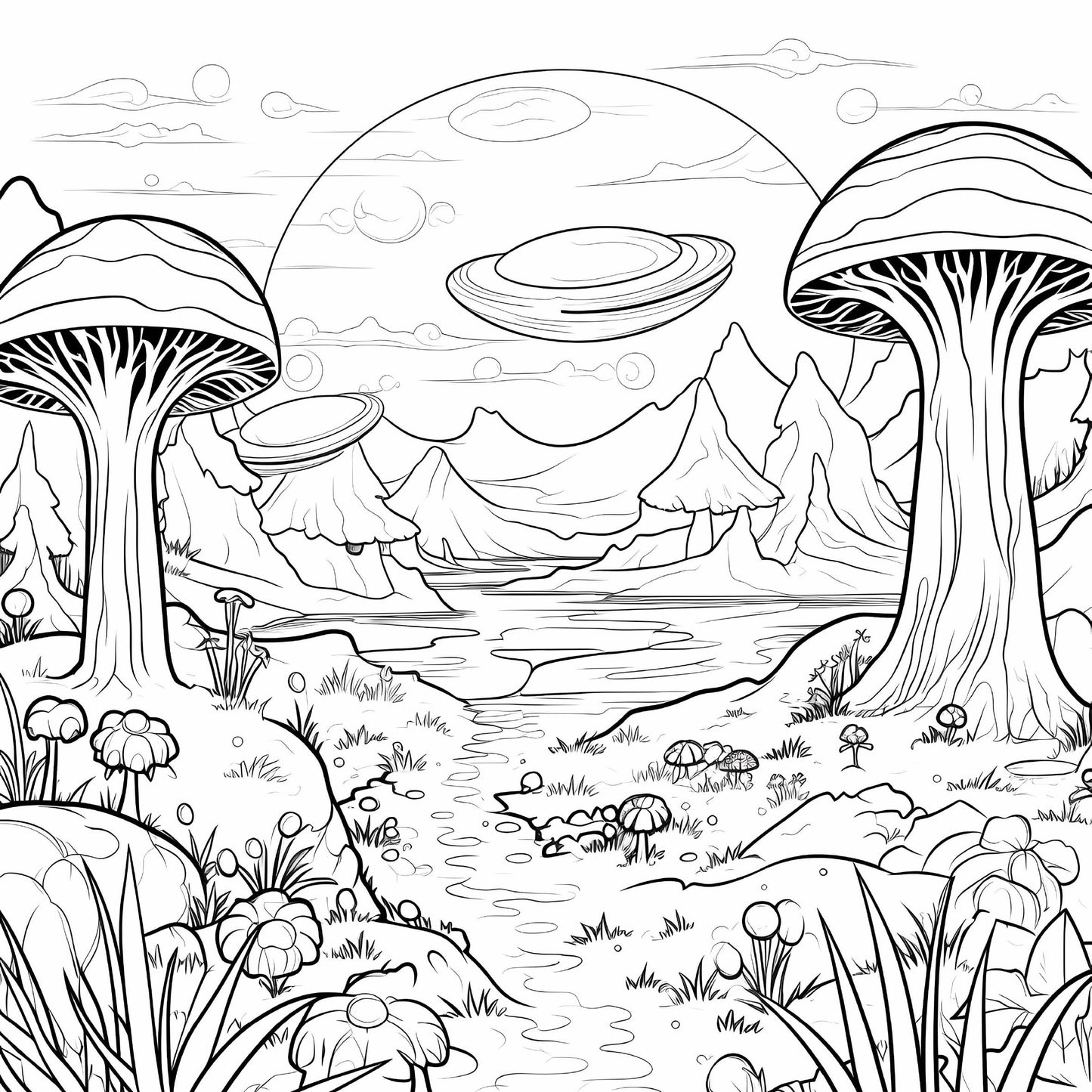 Psychedelic Forest Coloring Book for Adults, Teens, Cute Drawing Book, Perfect Gift for Party and Birthday