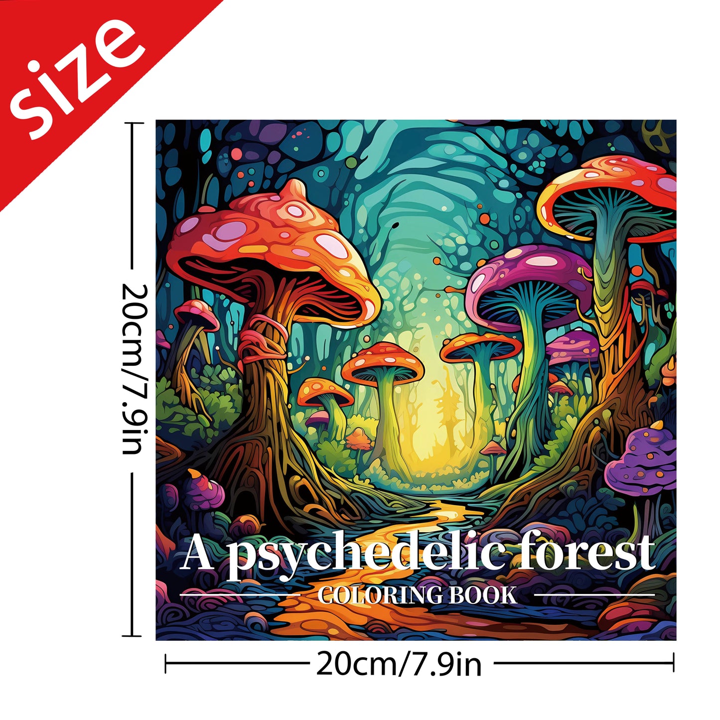 Psychedelic Forest Coloring Book for Adults, Teens, Cute Drawing Book, Perfect Gift for Party and Birthday