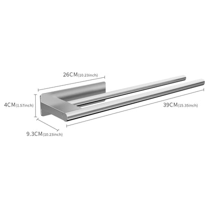 No Drill Towel Rack, Stainless Steel Black Adhesive Bar, for Bathroom and Kitchen