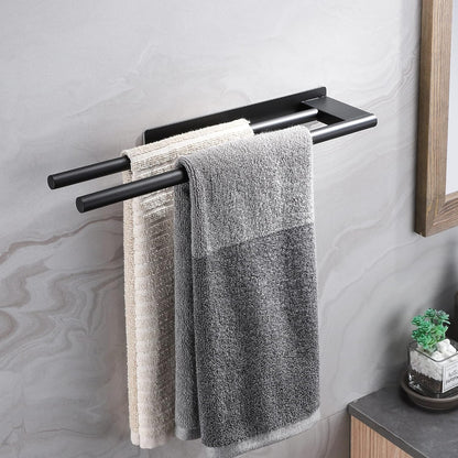 No Drill Towel Rack, Stainless Steel Black Adhesive Bar, for Bathroom and Kitchen