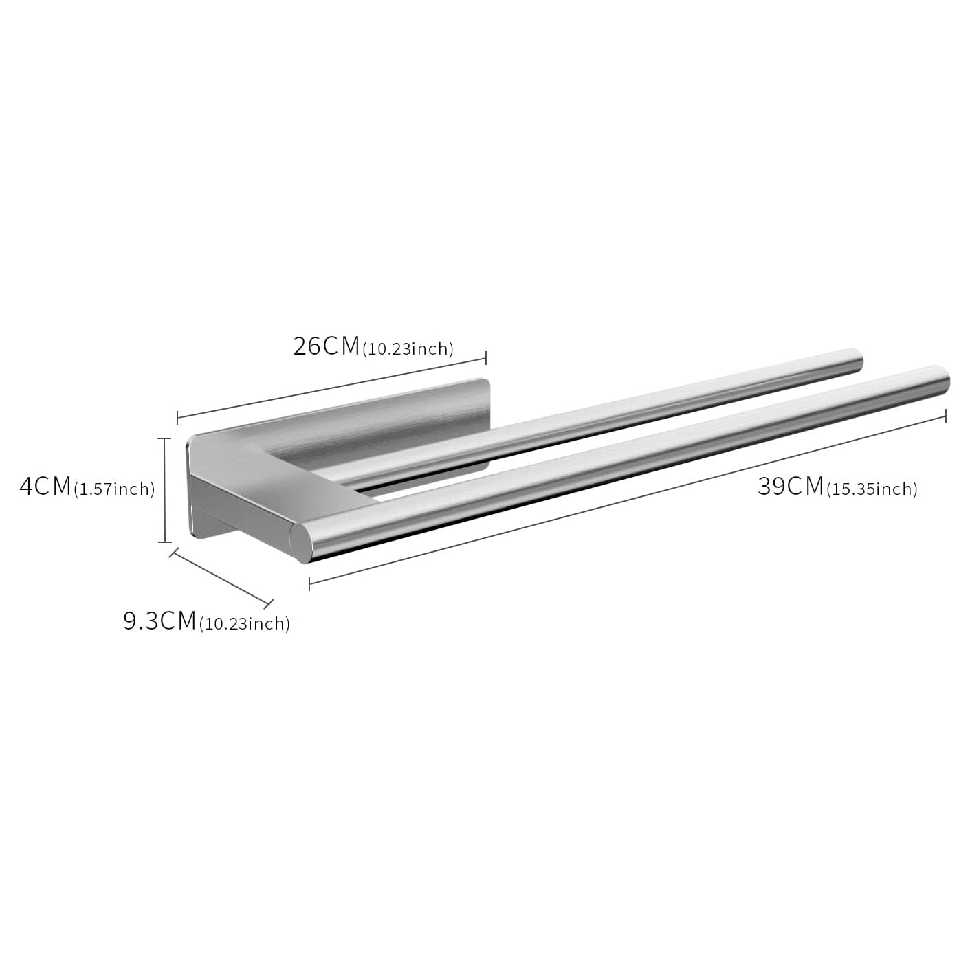 No Drill Towel Rack, Stainless Steel Black Adhesive Bar, for Bathroom and Kitchen
