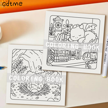 Tiny Dragons Day Coloring Book, Cosy and Cute designs for Adults, Relieve Stress, Kill Time, DIY Painting
