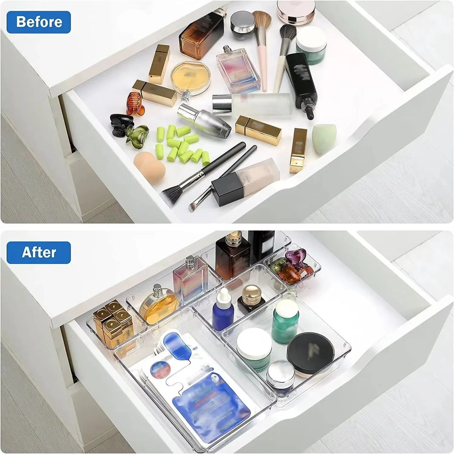 ClearView Modular Plastic Drawer Organizer Set 2 714 Pcs  Dividers  Bins For Desk Dresser  Office 2
