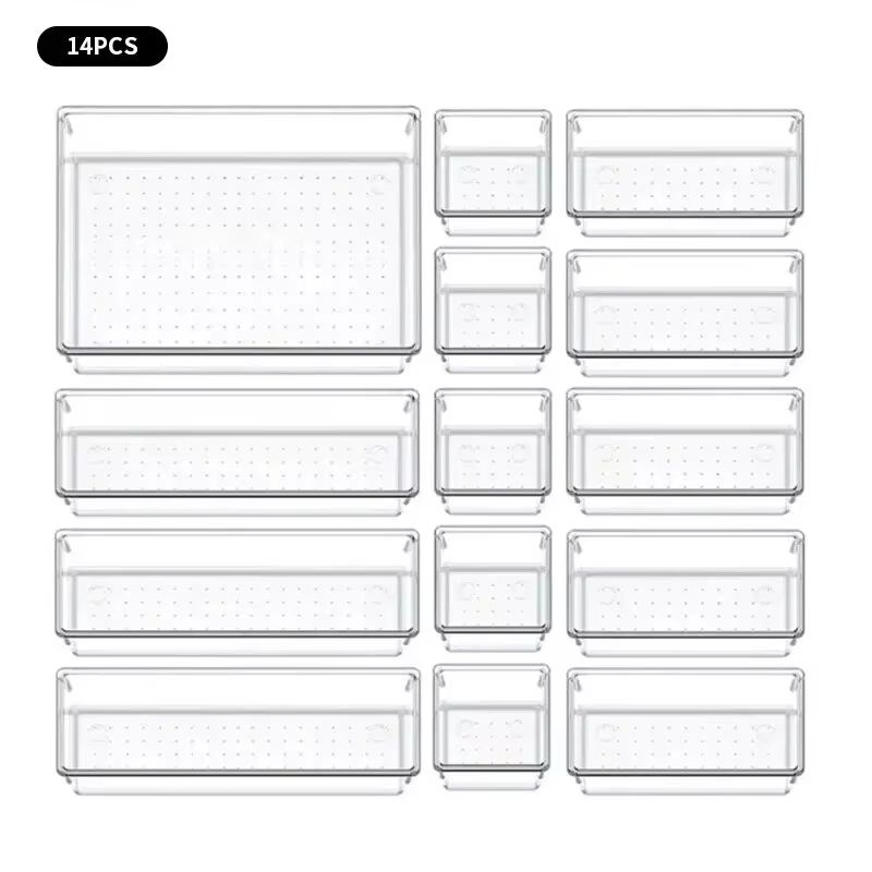 ClearView Modular Plastic Drawer Organizer Set 2 714 Pcs  Dividers  Bins For Desk Dresser  Office 8