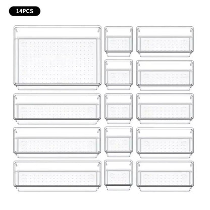 ClearView Modular Plastic Drawer Organizer Set 2 714 Pcs  Dividers  Bins For Desk Dresser  Office 8