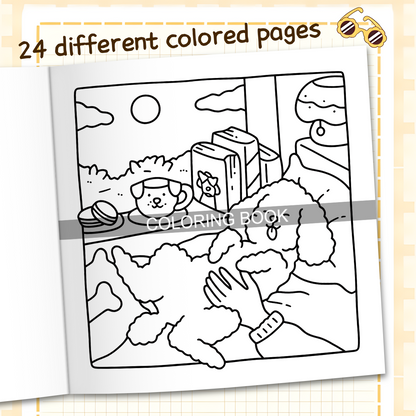 Dog Moments Colouring Book, PUPPY LIFE Scenes for Adult Stress Relief, Kids Educational Toys, Painting Drawing Book