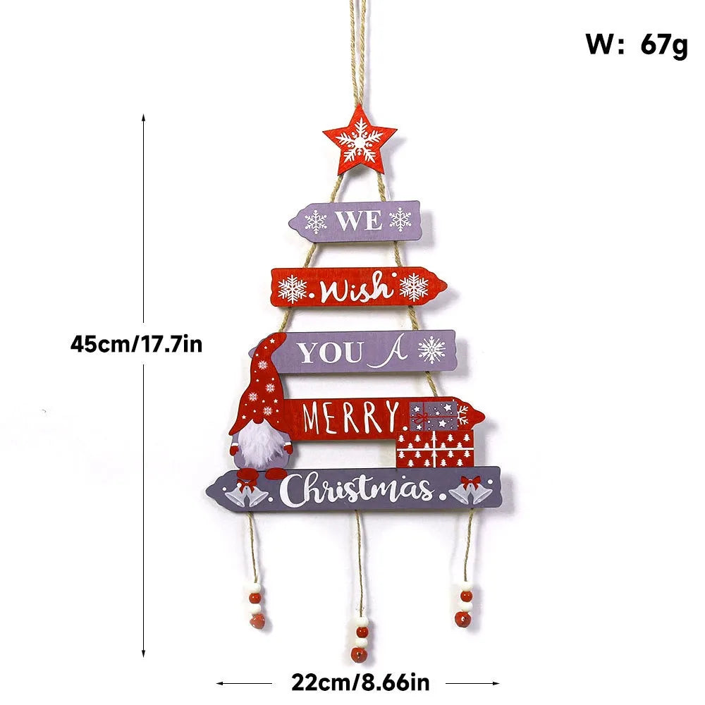 Merry Christmas Decor Xmas Tree Wall Ornament Natal Navidad Christmas Hanging Pendant Wooden Crafts 8