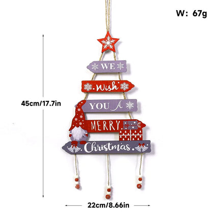 Merry Christmas Decor Xmas Tree Wall Ornament Natal Navidad Christmas Hanging Pendant Wooden Crafts 8