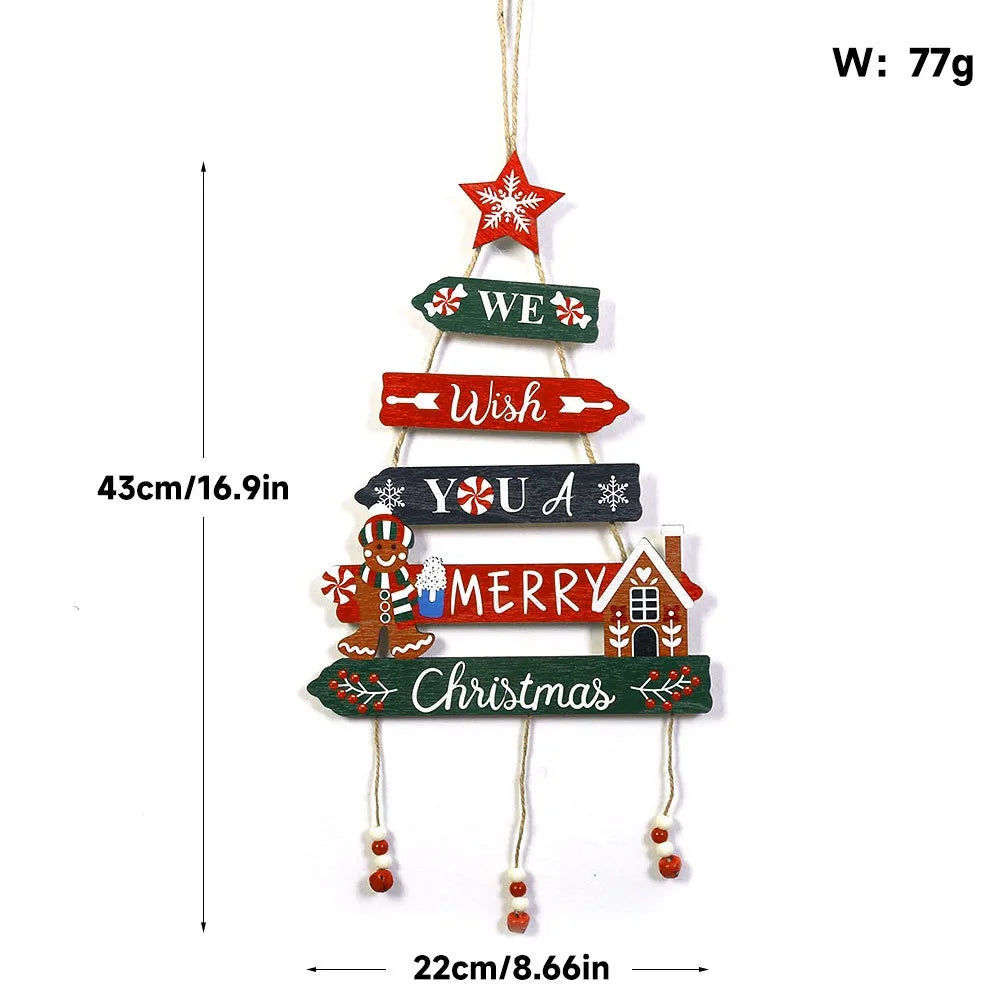 Merry Christmas Decor Xmas Tree Wall Ornament Natal Navidad Christmas Hanging Pendant Wooden Crafts 10