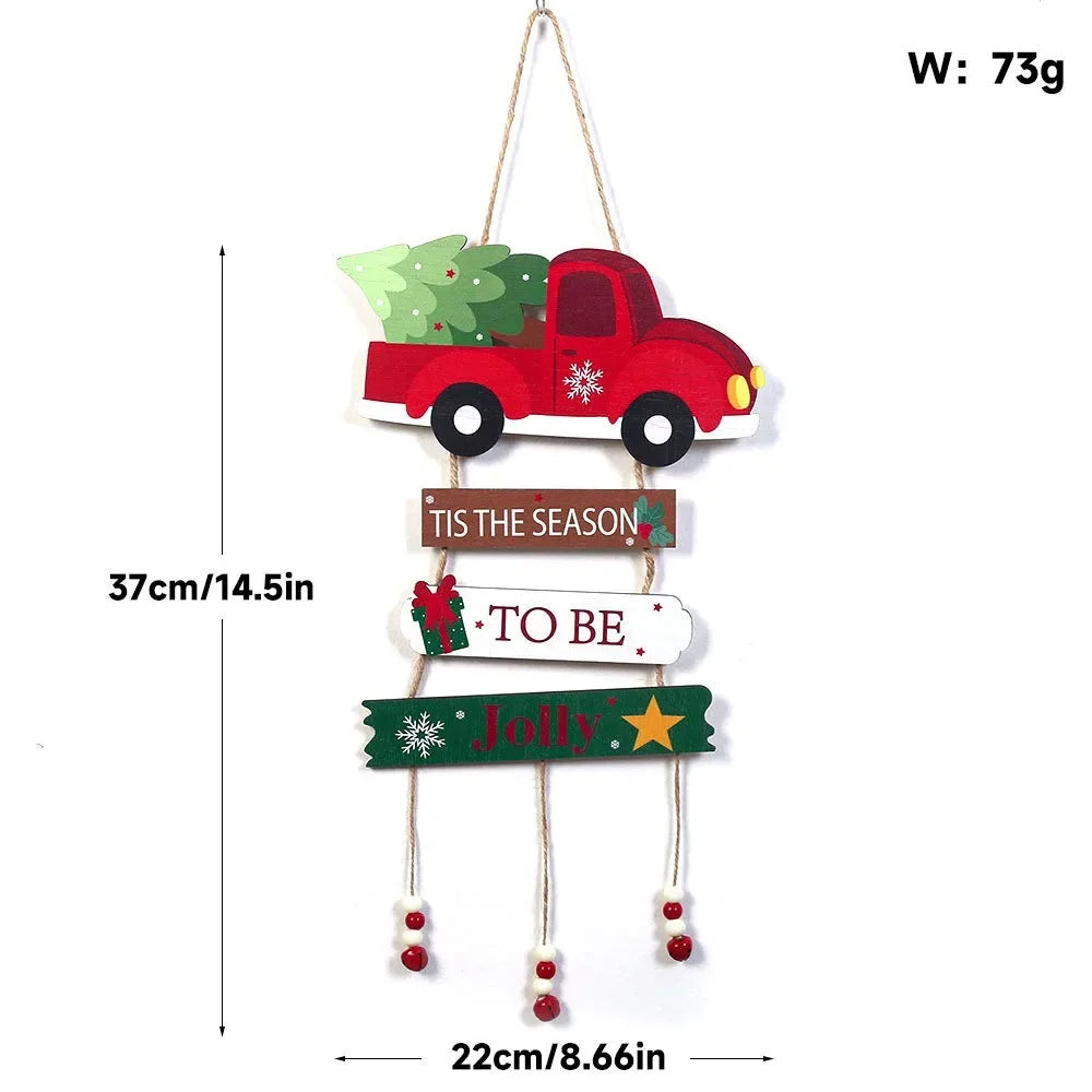 Merry Christmas Decor Xmas Tree Wall Ornament Natal Navidad Christmas Hanging Pendant Wooden Crafts 11