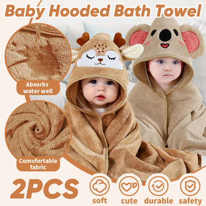 Soft Baby Towel with Hood, 2PCS Set for Newborns, Toddlers, and Kids, Hooded Baby Towels