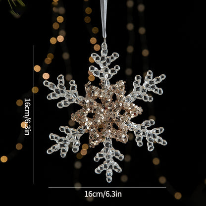 Christmas Tree Ornaments Hanging, Acrylic Crystal Pendant, Snowflake Ornaments , Home Decoration Xmas Gifts