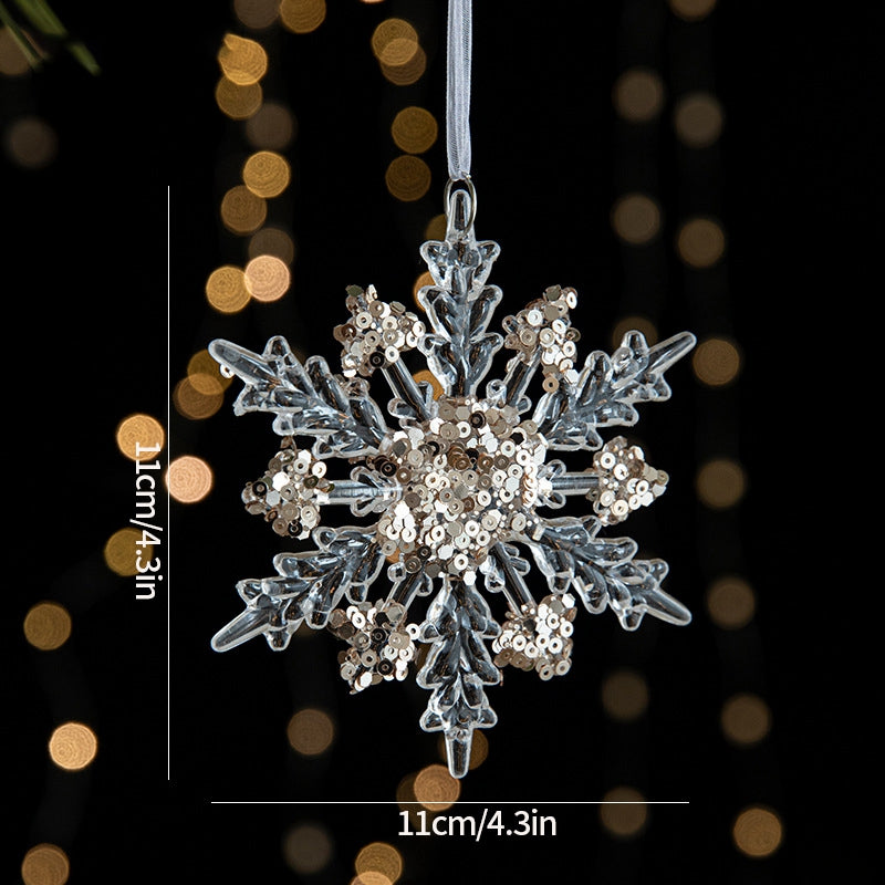 Christmas Tree Ornaments Hanging, Acrylic Crystal Pendant, Snowflake Ornaments , Home Decoration Xmas Gifts