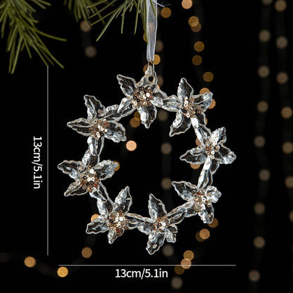 Christmas Tree Ornaments Hanging, Acrylic Crystal Pendant, Snowflake Ornaments , Home Decoration Xmas Gifts