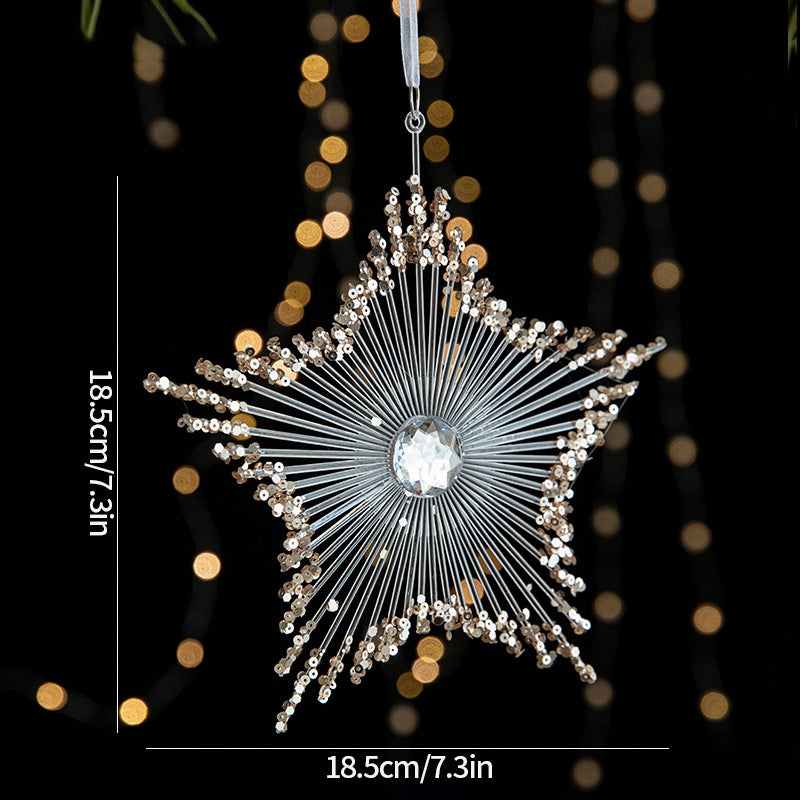 Christmas Tree Ornaments Hanging, Acrylic Crystal Pendant, Snowflake Ornaments , Home Decoration Xmas Gifts