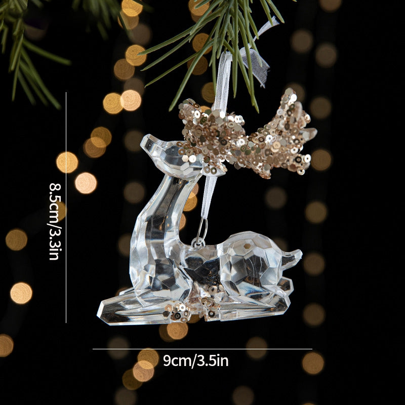 Christmas Tree Ornaments Hanging, Acrylic Crystal Pendant, Snowflake Ornaments , Home Decoration Xmas Gifts