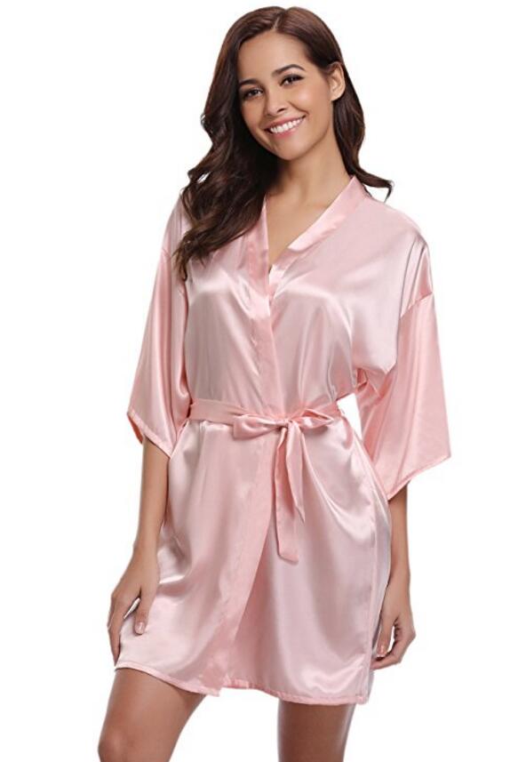 Luxury Silk Kimono Robe, Women's Satin Bathrobe, Navy Blue Bridesmaid Robe, Sexy Dressing Gown
