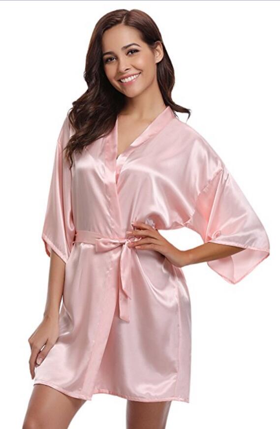 Luxury Silk Kimono Robe, Women's Satin Bathrobe, Navy Blue Bridesmaid Robe, Sexy Dressing Gown