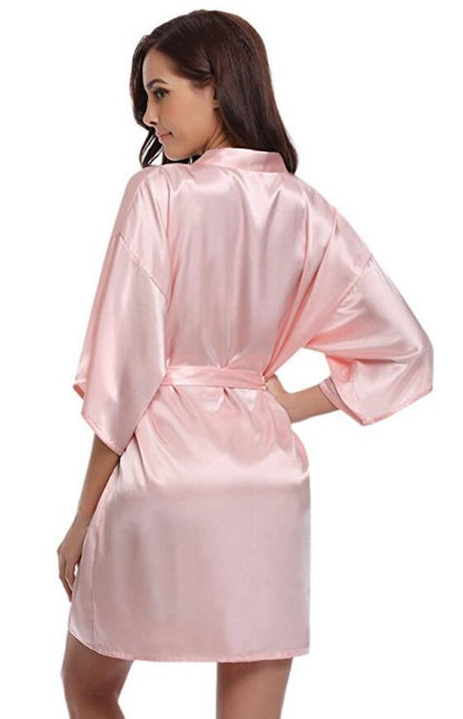 Luxury Silk Kimono Robe, Women's Satin Bathrobe, Navy Blue Bridesmaid Robe, Sexy Dressing Gown