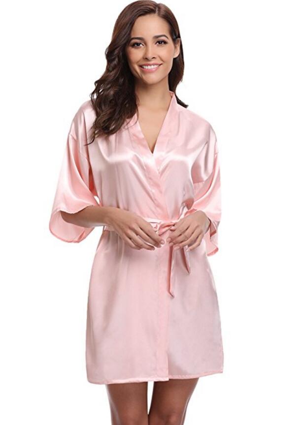 Luxury Silk Kimono Robe, Women's Satin Bathrobe, Navy Blue Bridesmaid Robe, Sexy Dressing Gown