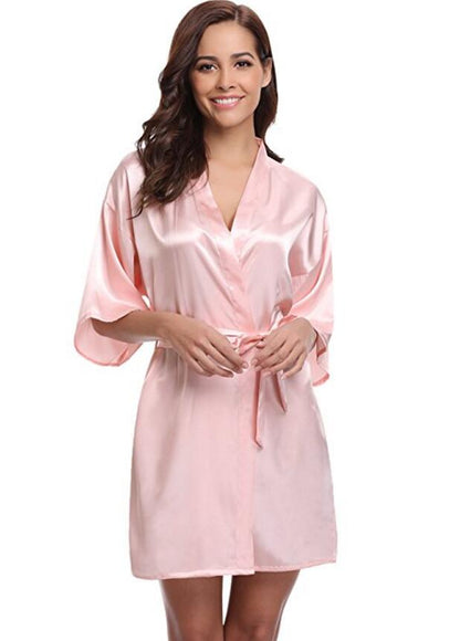 Luxury Silk Kimono Robe, Women's Satin Bathrobe, Navy Blue Bridesmaid Robe, Sexy Dressing Gown