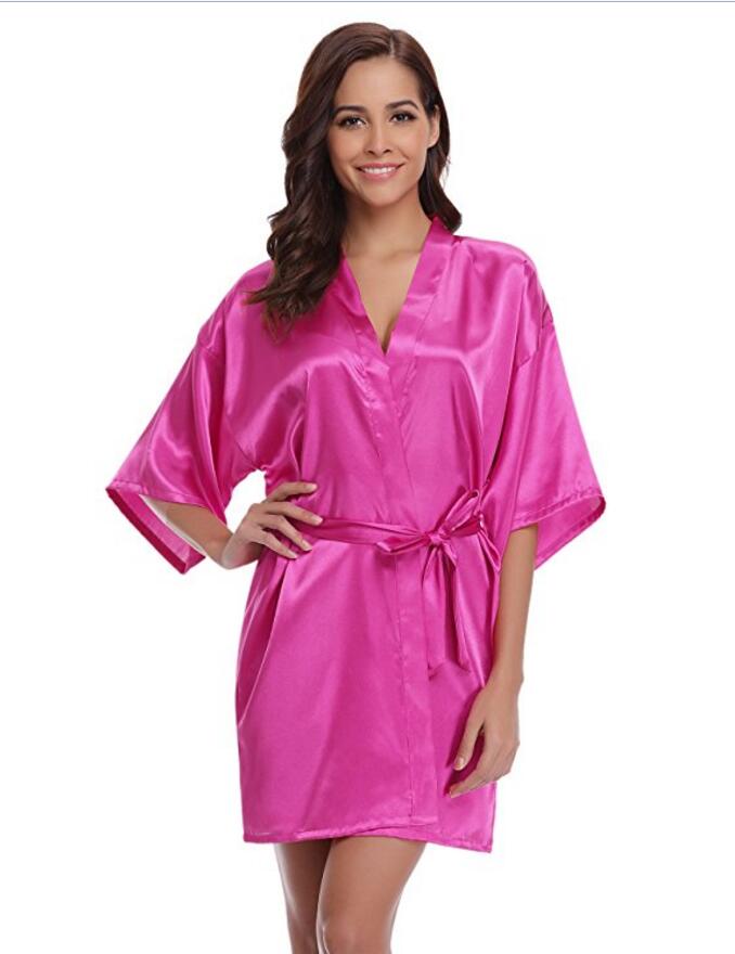 Luxury Silk Kimono Robe, Women's Satin Bathrobe, Navy Blue Bridesmaid Robe, Sexy Dressing Gown