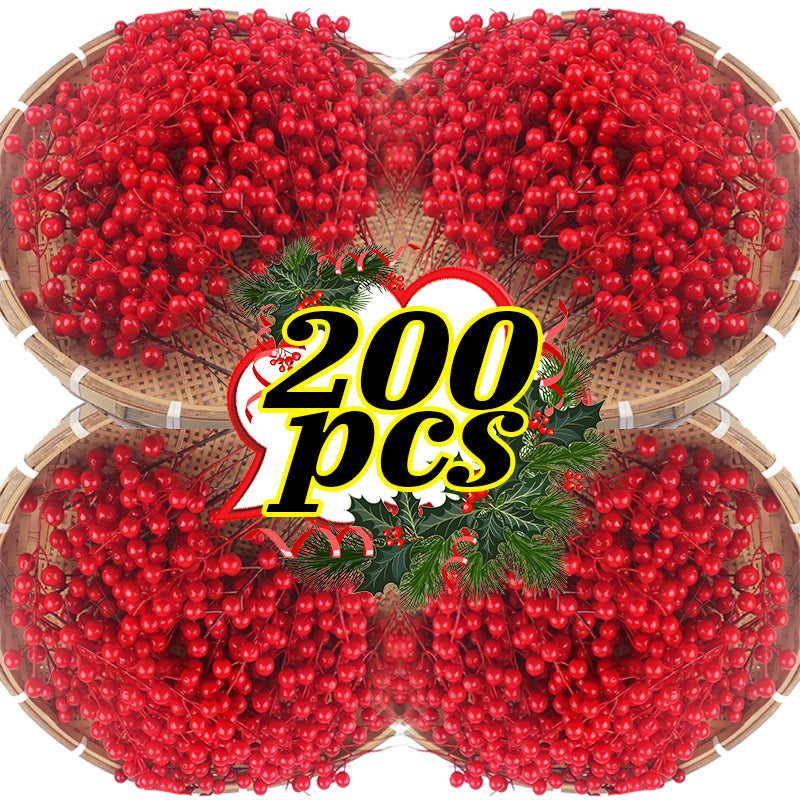 Head Fake Holly Berry Flowers, Christmas Artificial Red Berries Stems, DIY Wreath, Tree Decorations, Holiday Party Decor