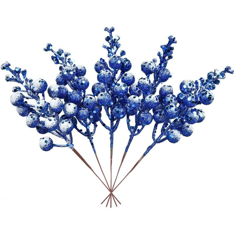 Christmas Decoration Head Red Sparkling Snow Berries Bouquet, Artificial Xmas Tree Ornaments, Party Home Decor