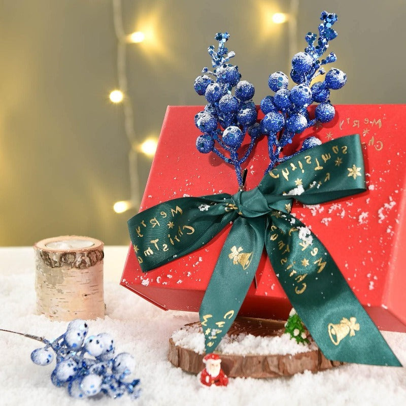 Christmas Decoration Head Red Sparkling Snow Berries Bouquet, Artificial Xmas Tree Ornaments, Party Home Decor