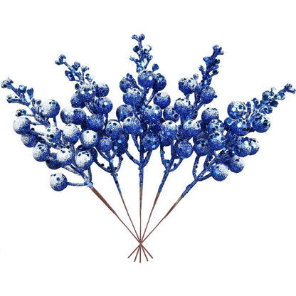 Christmas Decoration Head Red Sparkling Snow Berries Bouquet, Artificial Xmas Tree Ornaments, Party Home Decor