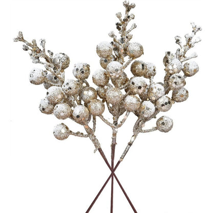 Christmas Decoration Head Red Sparkling Snow Berries Bouquet, Artificial Xmas Tree Ornaments, Party Home Decor