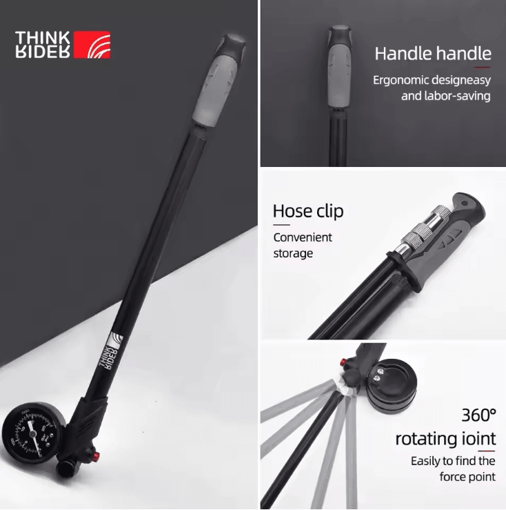ThinkRider 300PSI Portable Bike Shock Pump With Pressure Gauge 3