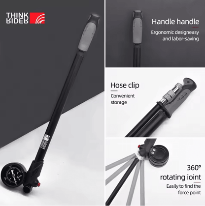 ThinkRider 300PSI Portable Bike Shock Pump With Pressure Gauge 3