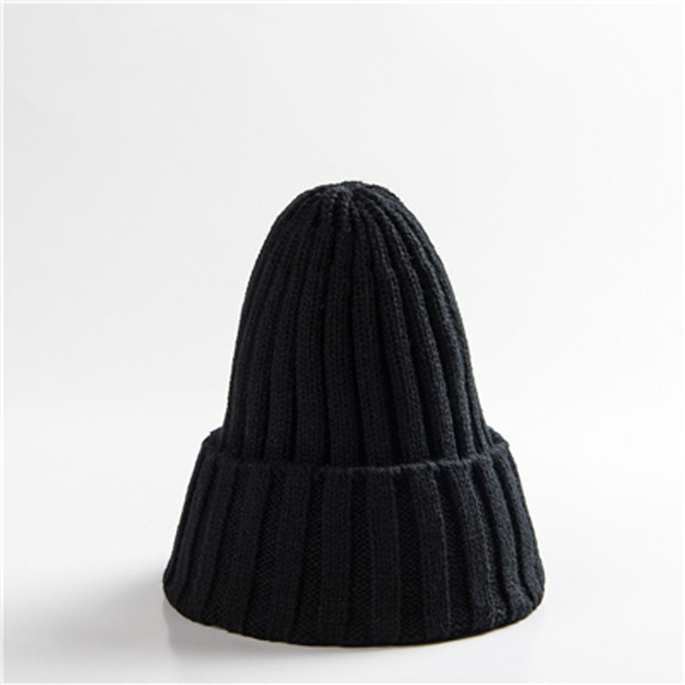 Trendy Knitted Beanie, Solid Color Winter Hat, Warm Ear Protection for Men and Women, Chunky Curl Edge Hood