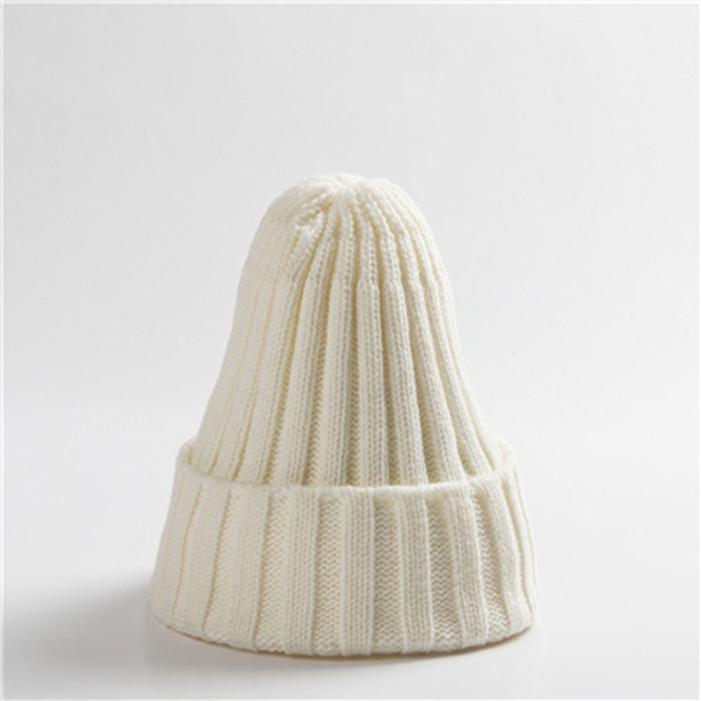 Trendy Knitted Beanie, Solid Color Winter Hat, Warm Ear Protection for Men and Women, Chunky Curl Edge Hood