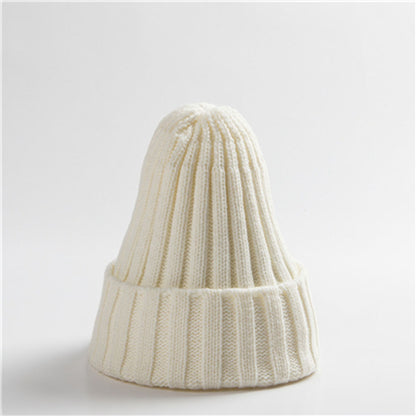 Trendy Knitted Beanie, Solid Color Winter Hat, Warm Ear Protection for Men and Women, Chunky Curl Edge Hood