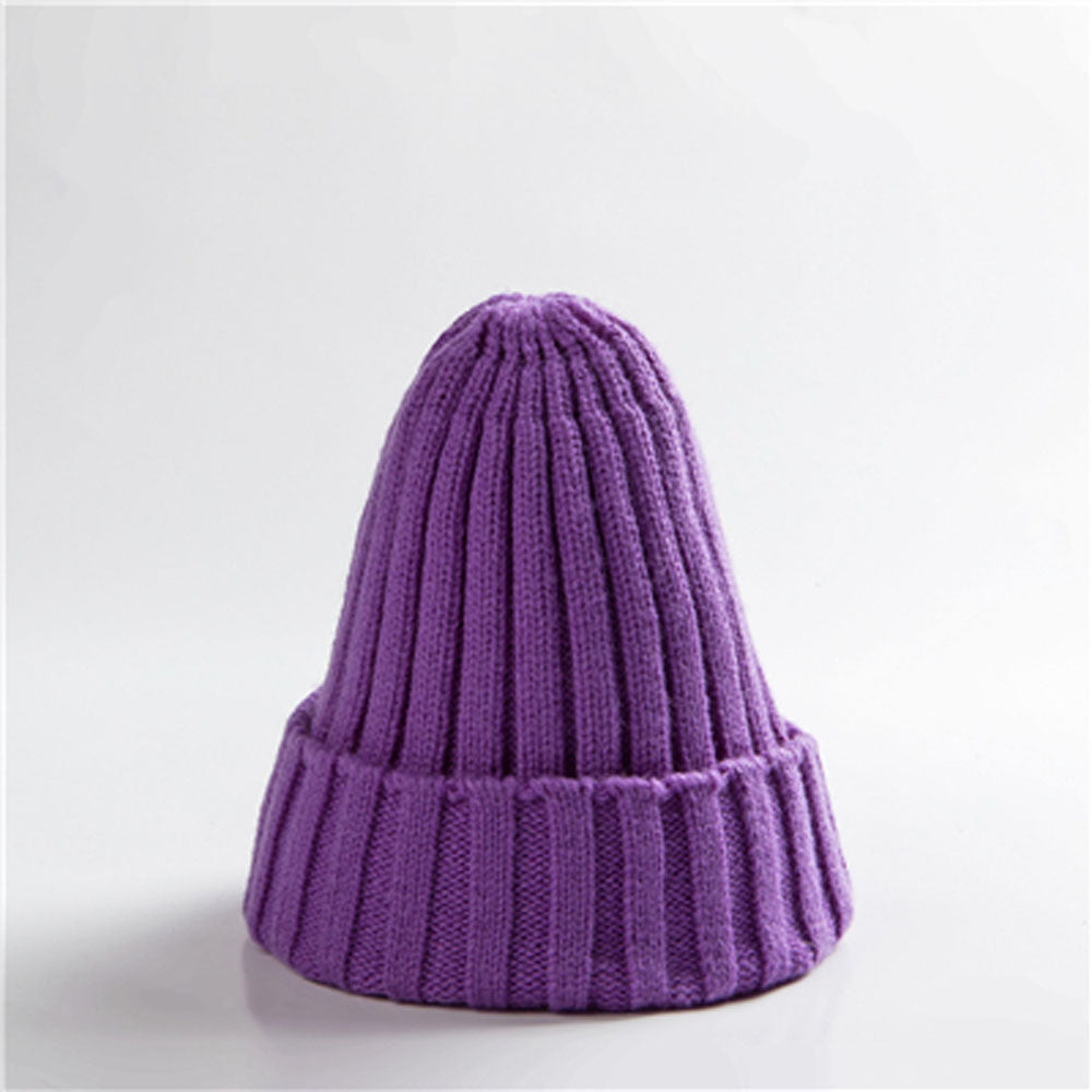 Trendy Knitted Beanie, Solid Color Winter Hat, Warm Ear Protection for Men and Women, Chunky Curl Edge Hood