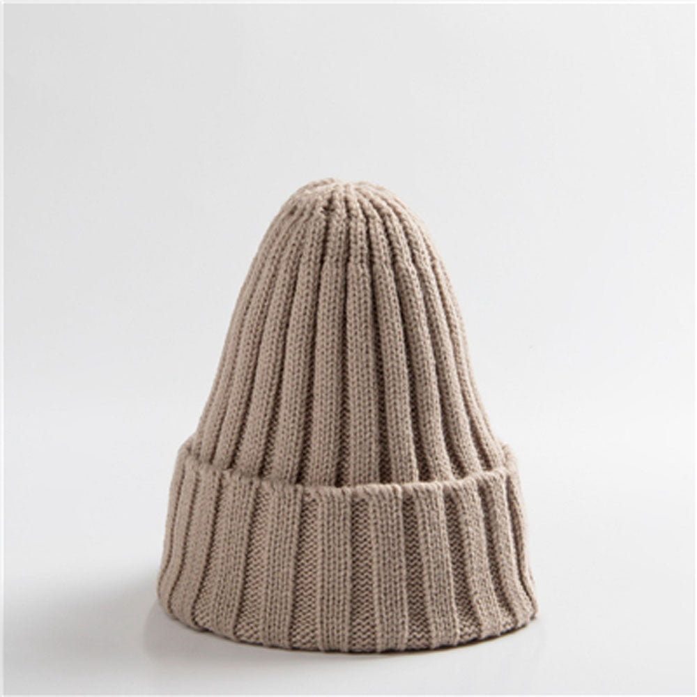 Trendy Knitted Beanie, Solid Color Winter Hat, Warm Ear Protection for Men and Women, Chunky Curl Edge Hood