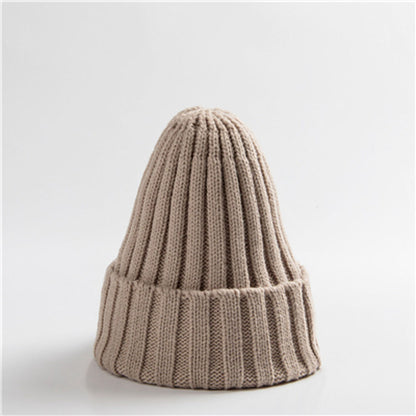 Trendy Knitted Beanie, Solid Color Winter Hat, Warm Ear Protection for Men and Women, Chunky Curl Edge Hood