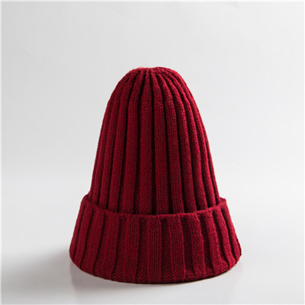 Trendy Knitted Beanie, Solid Color Winter Hat, Warm Ear Protection for Men and Women, Chunky Curl Edge Hood